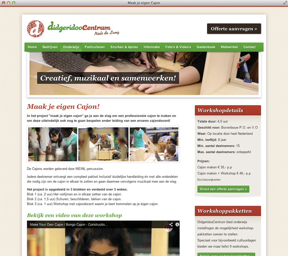 Website design workshop pagina